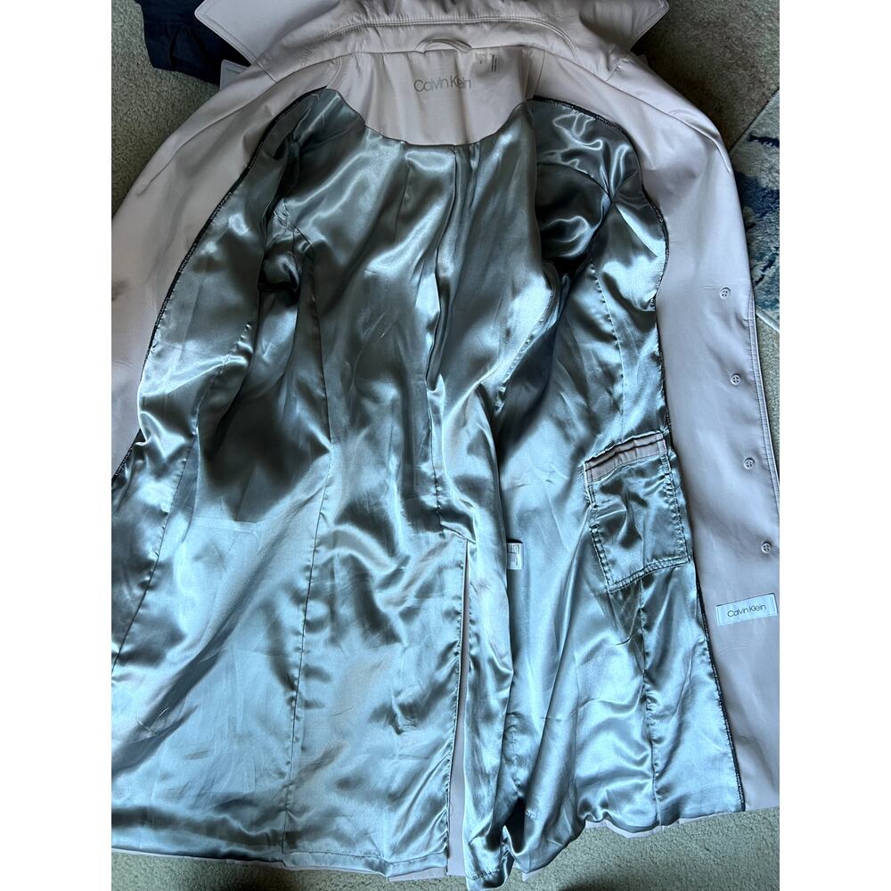NWOT Calvin Klein blush pink belted water resistant trench coat size S - Picture 10 of 11